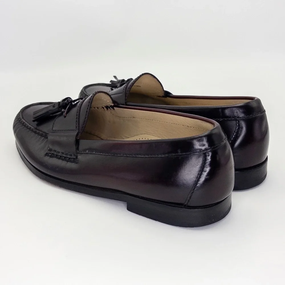Cole Haan Men's 8 3E Pinch Tassel Loafers Burgundy Leather Dress Shoes Wide